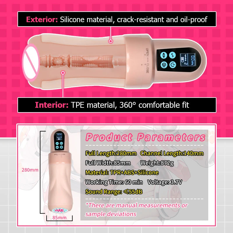 YUU Automatic Male Masturbator Sex Toy for Men Sex Machine with Sucking Vibration Electric Masturbation Cup Anime Adult Toys 18+