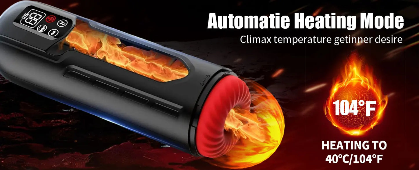 Male Sex Toys Penis Pump with 9 Sucking & Vibrating & Thrusting 3D Textured Sleeve Heating Blowjob Mens Sex Toy Adult Toys LCD