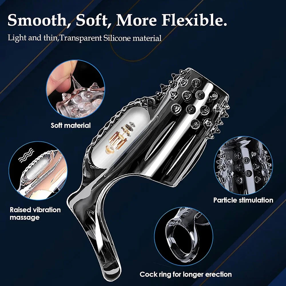 Vibrating Cock Ring for Men Silicone Penis Vibrator Intense Mens Vibrator Longer Harder Stronger Erection Adult Sex Toy for Men