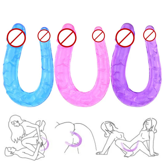 Double Head Dildos Realistic Penis Dildo Flexible Soft Crystal Jelly Dildo Sex Toys for Woman Big Penis G-spot Anal Stimulator