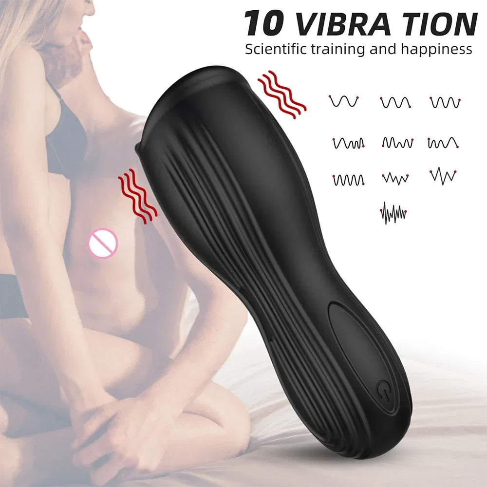 Male Glans Stimulate Massager 10 Modes Penis Delay Trainer Vibrator Rotate Masturbator Automatic Oral Climax Sex Sex Toy For Men