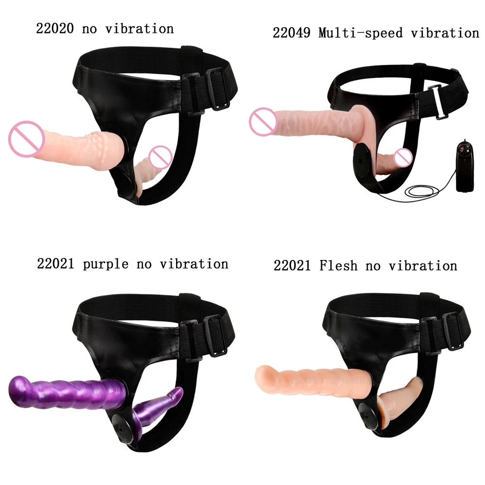 Big Double Dildos Strapon Dildo Vibrator for Women Vibrating Strap on Double Dildos for Lesbian Strapon Penis with Harness Belt