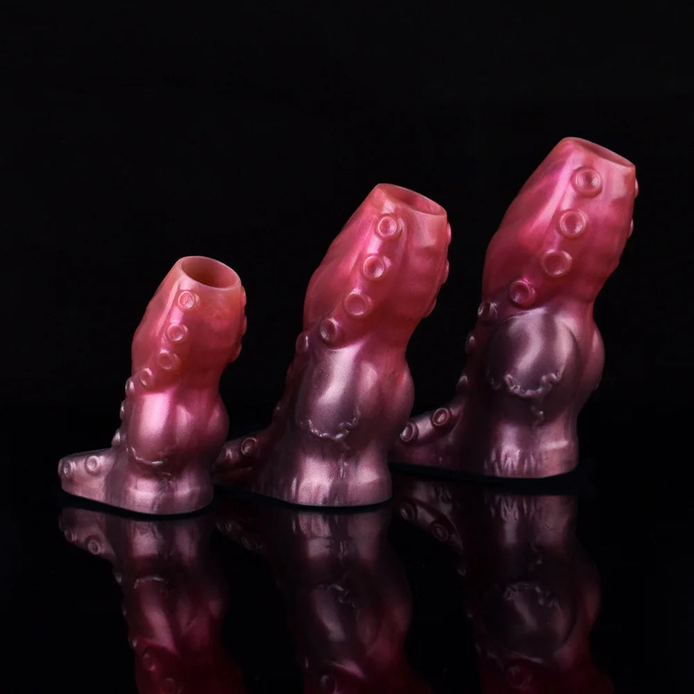 YOCY Silicone Penis Sleeve S,M,L Size Open-ended Animal Dildo Sheath Texture Massager Sex Toy For Men Women