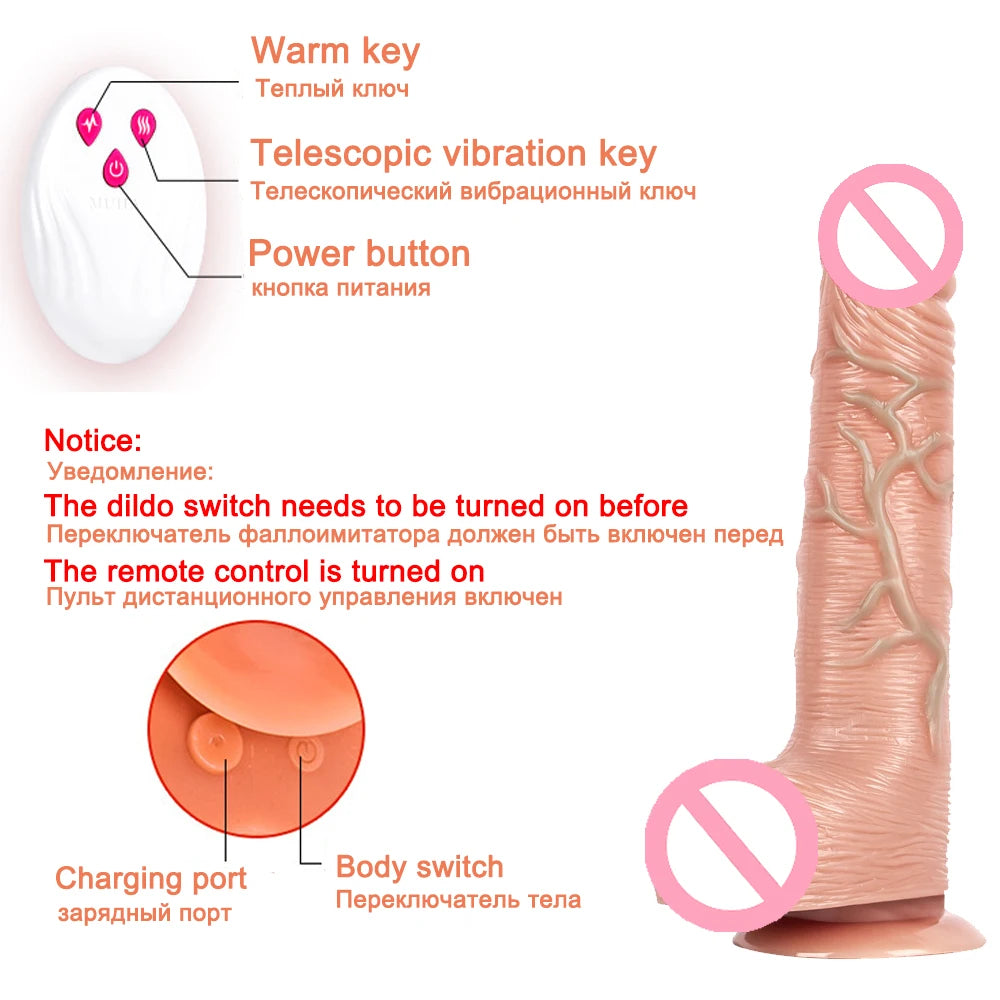 Big Dildo Vibrator Rechargeable Artificial Penis Telescopic Swing Heating Remote Silicone Dildos Control Vibrators For Women Gay