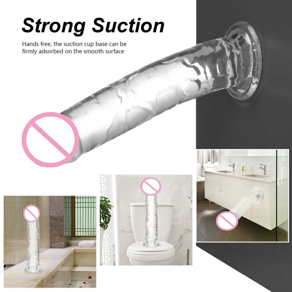 Women Gay Sex Toy ，Dildo for Women，Penis，Cock，Gode，White and Transparent Dildo，Strong Suction Cup，Anal Plug，Easy To Clean，G-spot