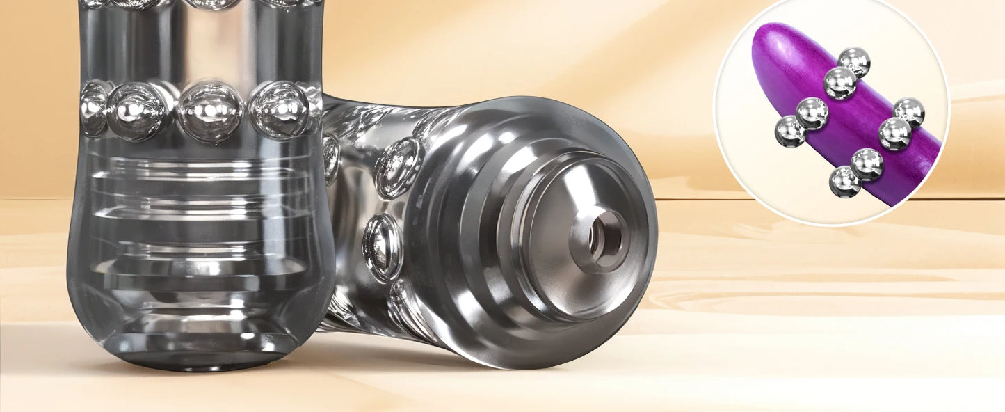 Manual Male Masturbator with 12 Extruded Beads,3D Realistic Pocket Pussy Sleeve Stroker,Glans Trainer Stimulator,Sex Toy for Men