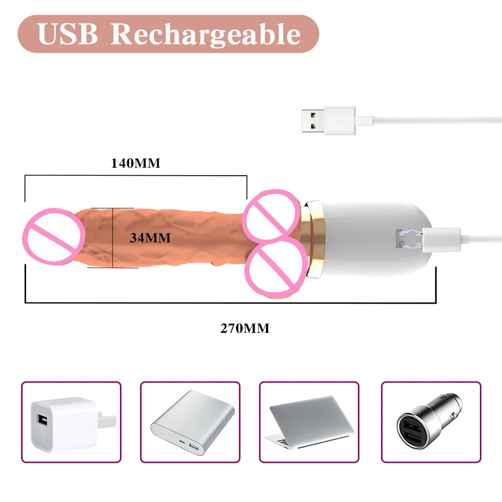 Female Adult Toys Dildo Thrusting Vibrator  Telescopic Penis G Spot Realistic Penis Suction Cup Sex Toy For Women Gay JoinJJtoy