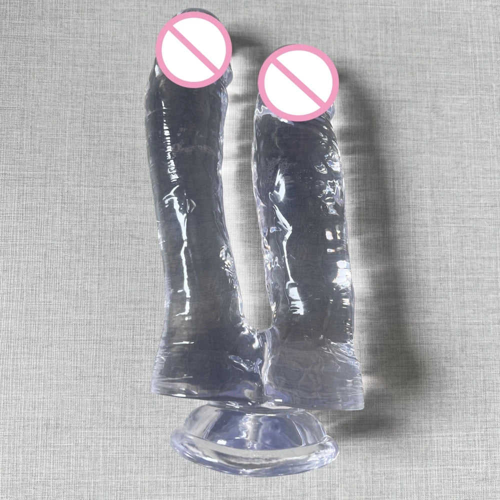 Realistic Double Ended Dildo Sex Toy for Women or Couples Dual Sided Headed Penetration Dong Device with Simulated Penile Sucker
