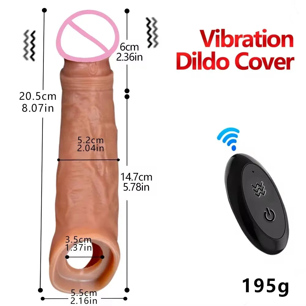 Sex Toy Vibrator for Men Penis Enlargement Sleeve Cover Case Cock Header Enlargement Extension Enhancement Men Silicone Condom