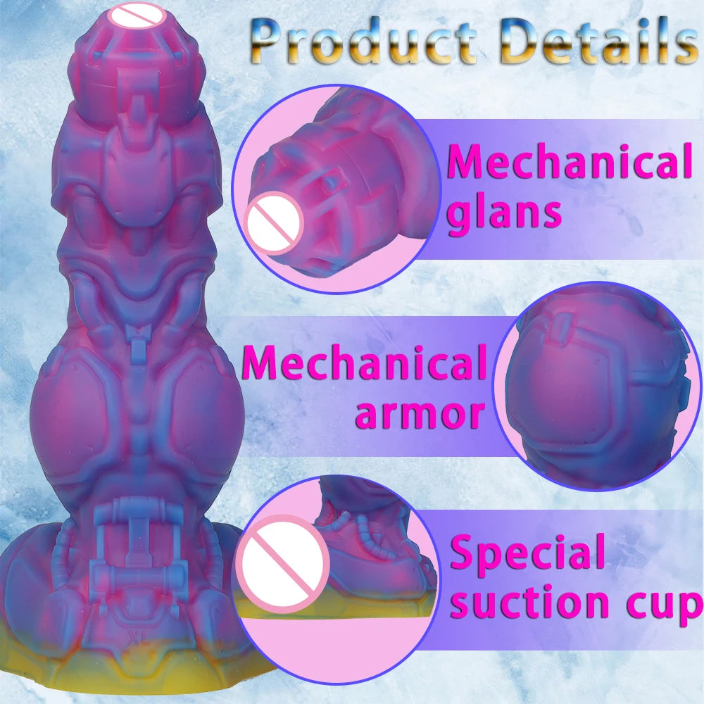 8.66-inch dog wolf dildo made of silicone, with large tubercle suction cup, suitable for G-spot male and female couples