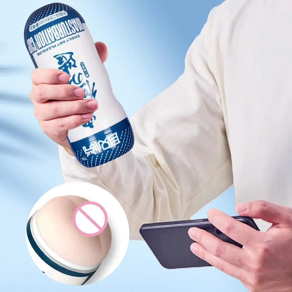 Realistic Male Masturbator with Suction & Thrusting - Portable Pocket Pussy, Discreet Sex Toy for Men