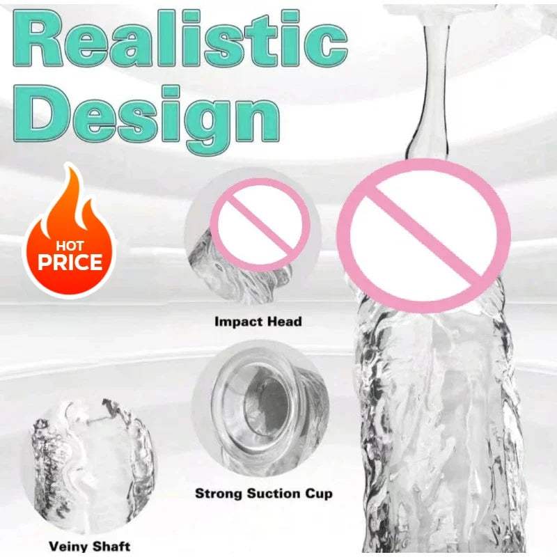 Women Gay Sex Toy ，Dildo for Women，Penis，Cock，Gode，White and Transparent Dildo，Strong Suction Cup，Anal Plug，Easy To Clean，G-spot