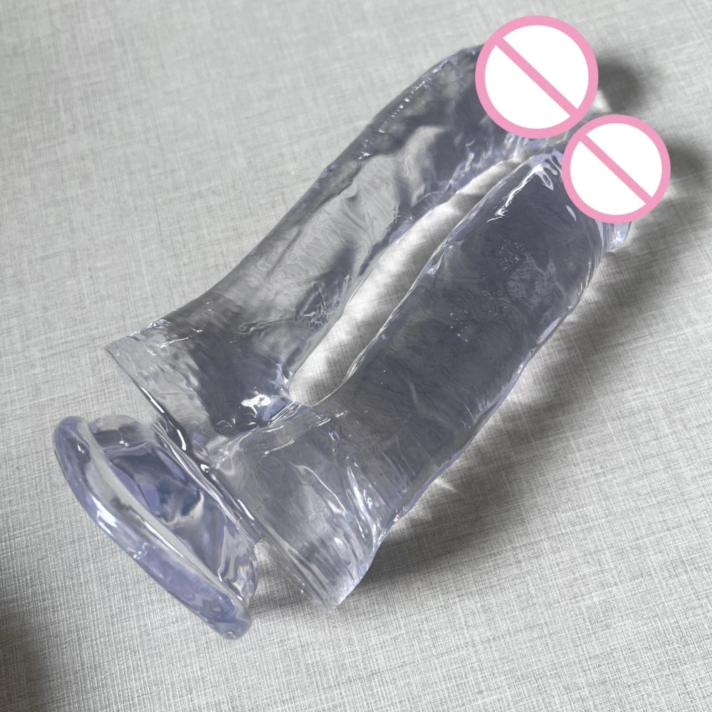 Realistic Double Ended Dildo Sex Toy for Women or Couples Dual Sided Headed Penetration Dong Device with Simulated Penile Sucker