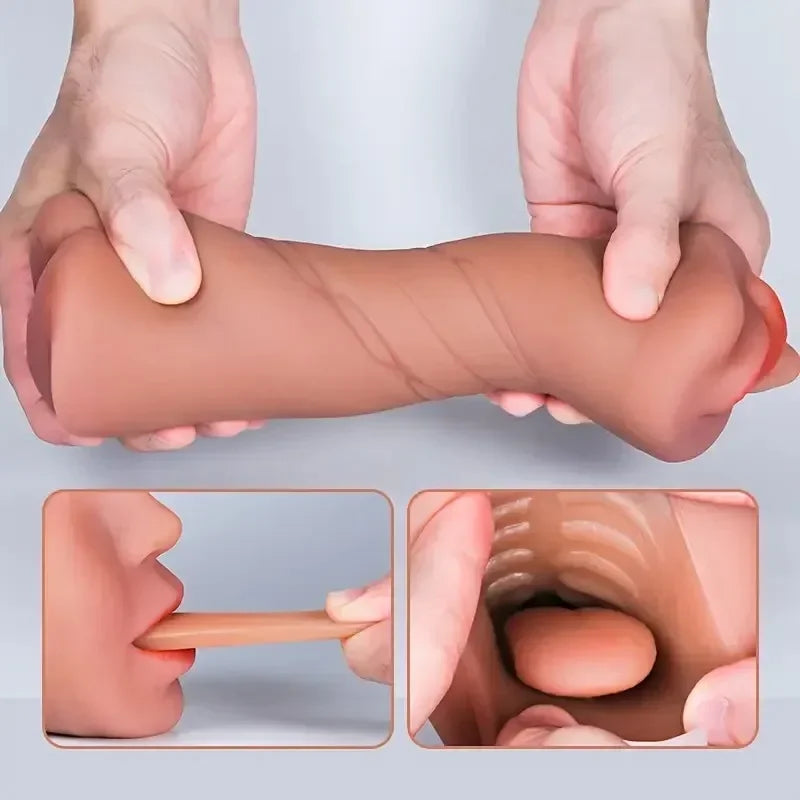 3 IN 1 Male Sex Toy - Deep Throat + Artificial Real Pussy + Realistic Rubber Vagina, Oral Blowjob Masturbator for Men