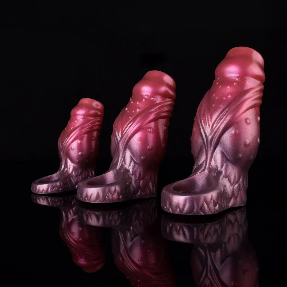 YOCY Silicone Penis Sleeve S,M,L Size Open-ended Animal Dildo Sheath Texture Massager Sex Toy For Men Women