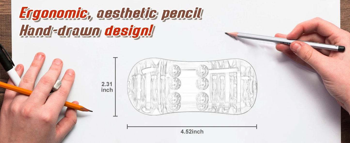 Manual Male Masturbator with 12 Extruded Beads,3D Realistic Pocket Pussy Sleeve Stroker,Glans Trainer Stimulator,Sex Toy for Men