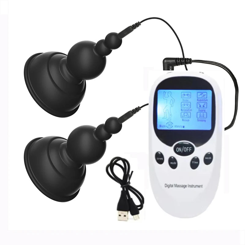 Powerful Breast Pump Sex Toy For Women Men Gay Electric Shock Pulse Breast Pump Vaginal Pump Electro Shock Orgasmic Masturbation