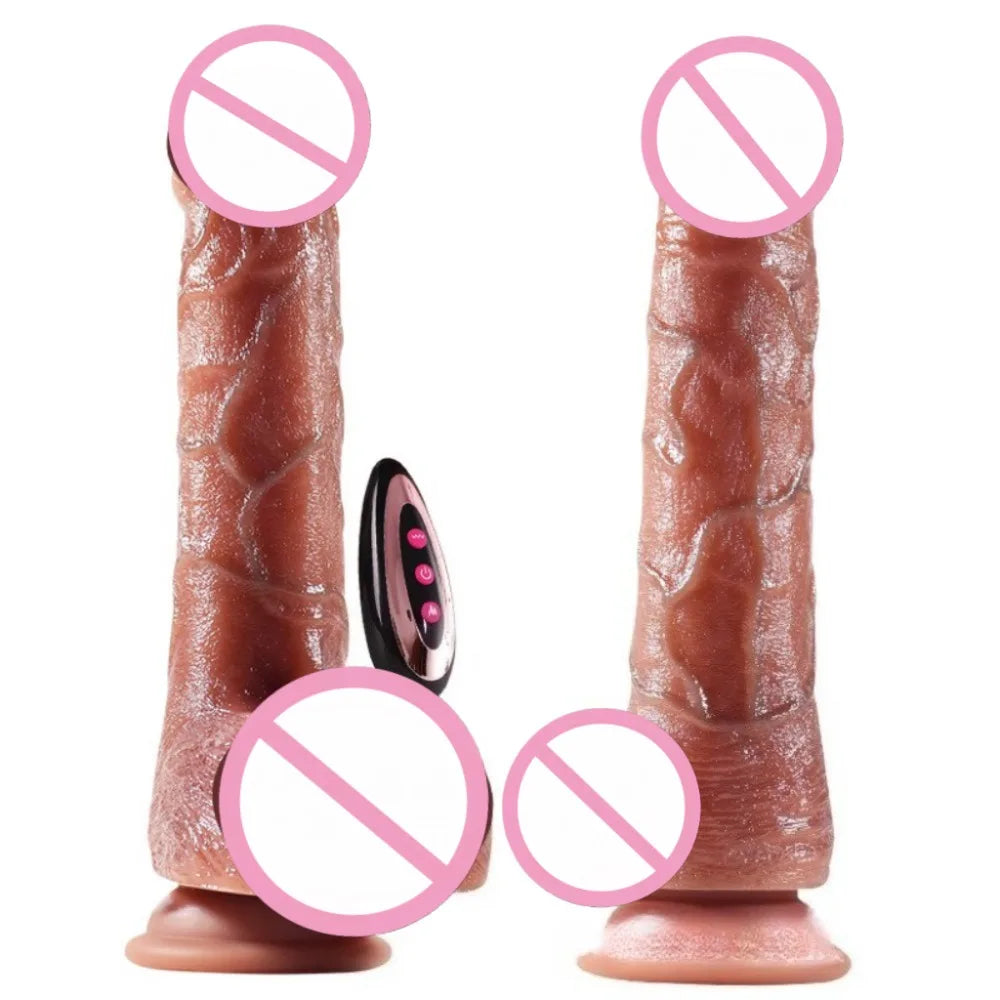 Silicone Foreskin Dildo with Telescopic Rocking Vibrator Anal Plug Female Masturbator Clitoral Massage Sex Toy for Women