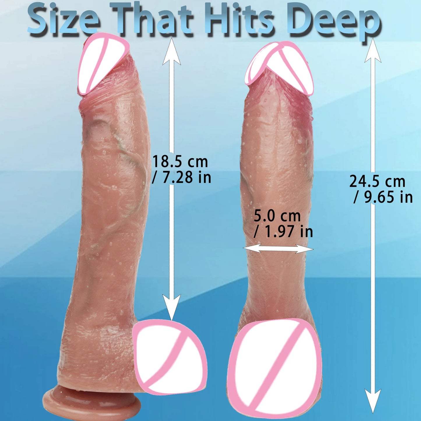 9.65 Inch Realistic Dildo for Women – Liquid Silicone, Waterproof, Suction Cup Base, Soft Skin Texture, Adult Toy, Drop Shipping