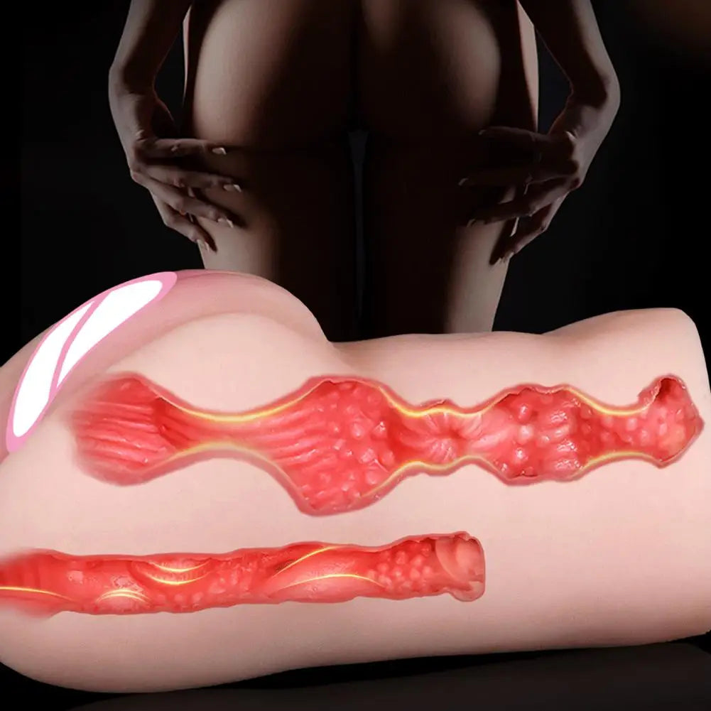 3-in-1 Realistic Male Masturbator Vaginal/Oral/Anal Silicone Toy with Suction Vibration, Hands-Free Sex Cup for Men