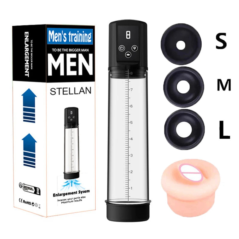 Sex Toys For Men  Powerful Sucking Modes LCD Display Electric Vacuum Penis Enlargement Extend Training Pump For Men Adult Toys