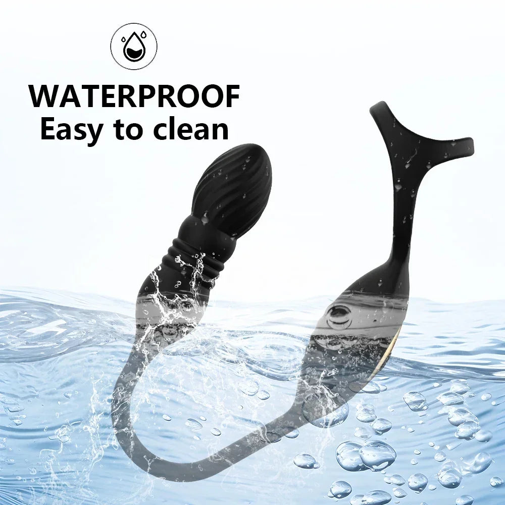 Sex Toys For Men Male Prostate Massager Telescopic Anal Vibrator With Delay Ejaculation Penis Ring Buttplug Anus Vibrator Dildo