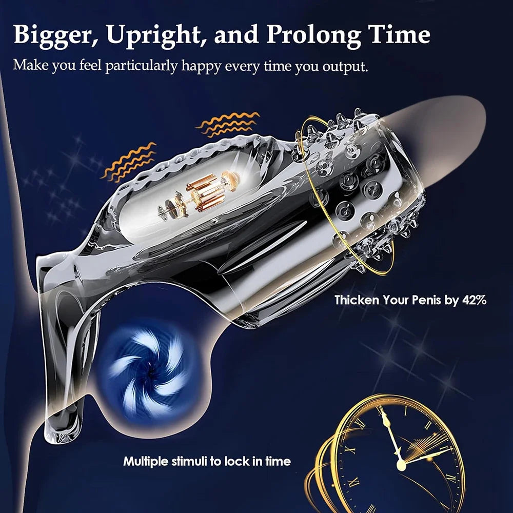 Vibrating Cock Ring for Men Silicone Penis Vibrator Intense Mens Vibrator Longer Harder Stronger Erection Adult Sex Toy for Men