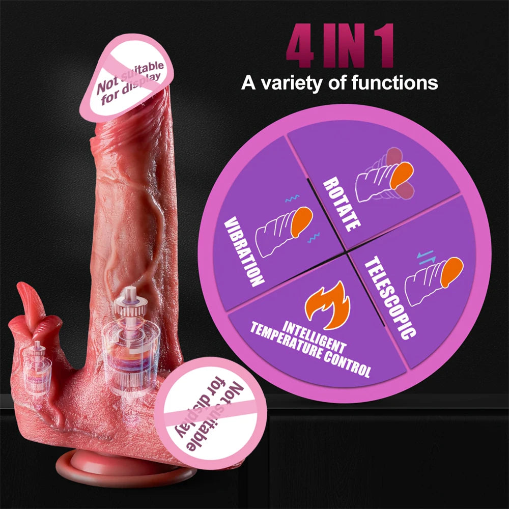 Licking Vibrator Realistic Thrusting Dildo Female Masturbator Remote Control Anal Plug Massager G-Spot Stimulation Adult Sex Toy