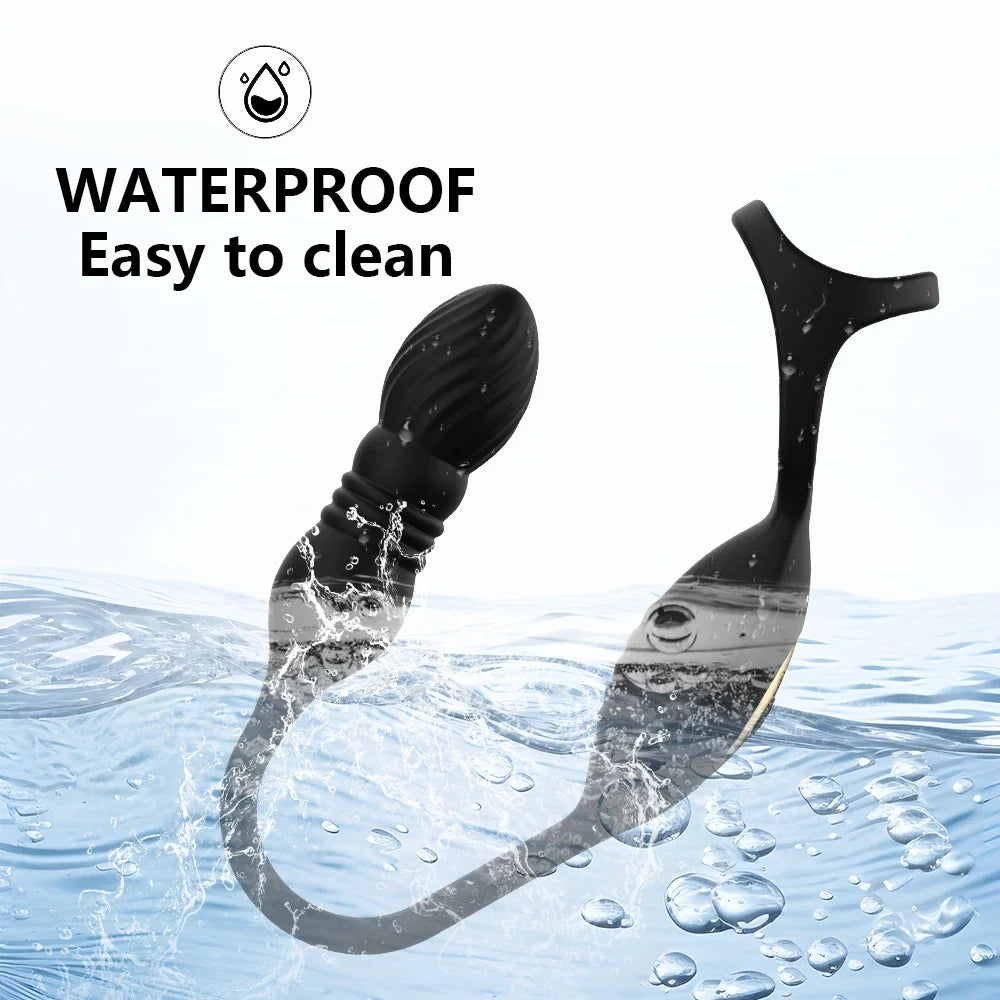 Sex Toys For Men Male Prostate Massager Telescopic Anal Vibrator With Delay Ejaculation Penis Ring Buttplug Anus Vibrator Dildo