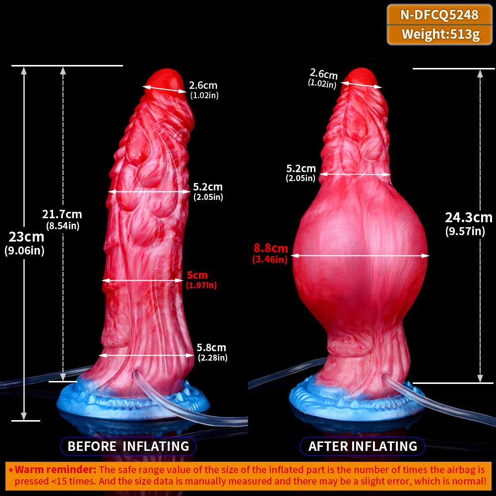 9.06" Dragon Dildo, Inflatable Monster Penis with Realistic Dragon Scales, G-spot Stimulation for Women/Couples, Hands-free Play