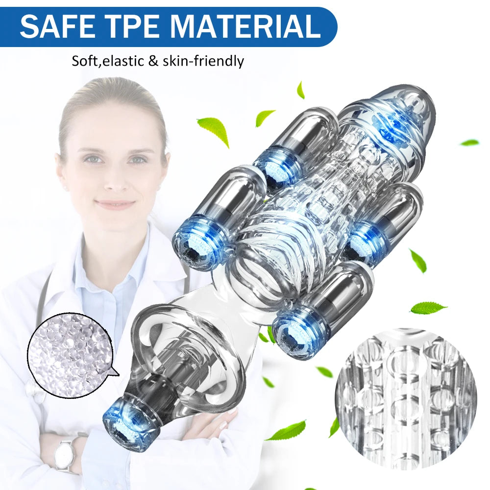 Sex Toy For Men Penis Vibrators Male Masturbation Adult Glans Trainer Male Delay Lasting Trainer 6 Powerful Bullet Vibrators