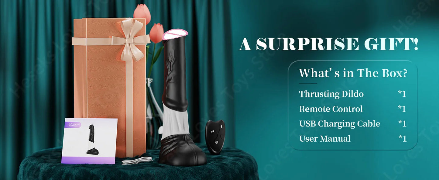 HESEKS 4IN1 Thrusting Horse Dildo Vibrator Big Monster Dildos with Remote Control Anal Stimulator Female Masturbator for Women