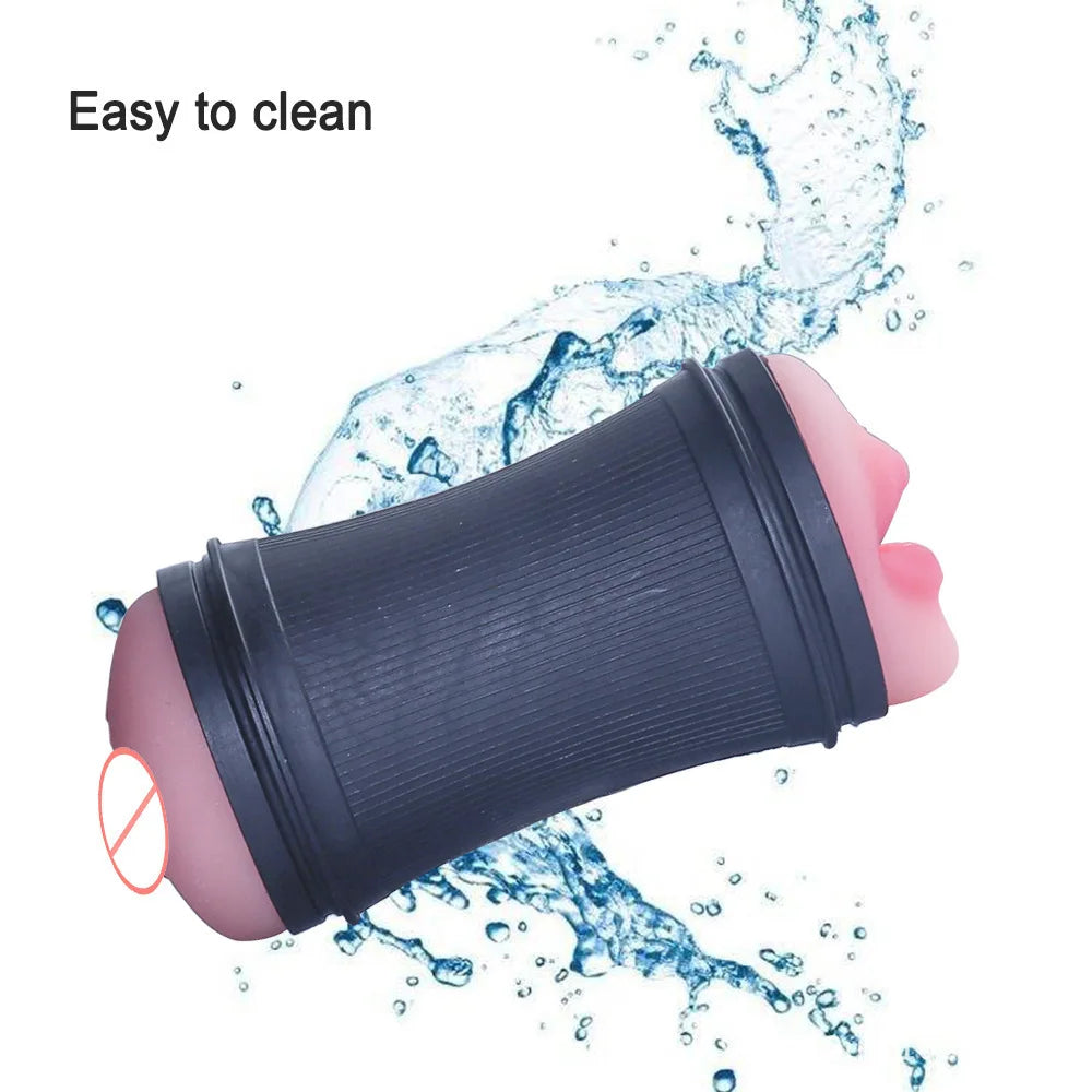 Male Sex Toy Real Vagina Masturbation Pussy Mouth Blowjob Masturbator Device Adult Endurance Exercise Oral Sex Products For Man