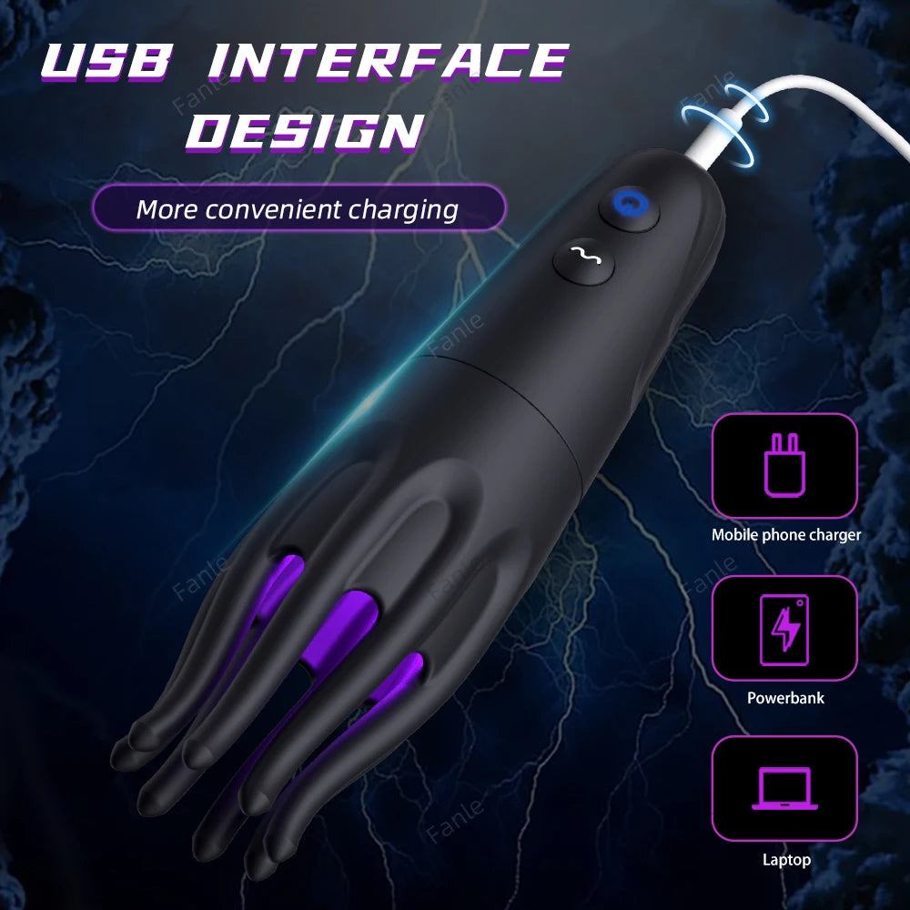 Male Glans Stimulate Massager 10 Modes Penis Delay Trainer Vibrator Rotate Masturbator Automatic Oral Climax Sex Toy For Men