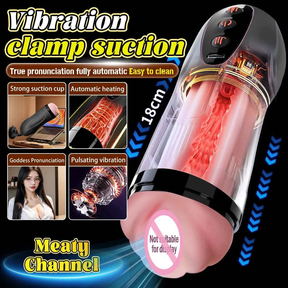 Sex Toy For Men Men's Masturbation Cup Heating Stimulation Vibrator Sexy Voice Free Portable Bracket Suction Cup Pocket Pussy