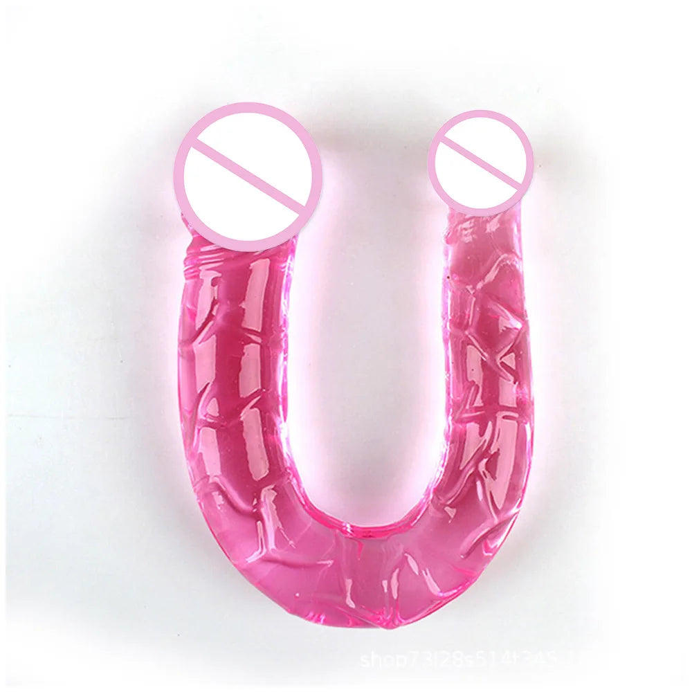 Double Head Dildos Realistic Penis Dildo Flexible Soft Crystal Jelly Dildo Sex Toys for Woman Big Penis G-spot Anal Stimulator