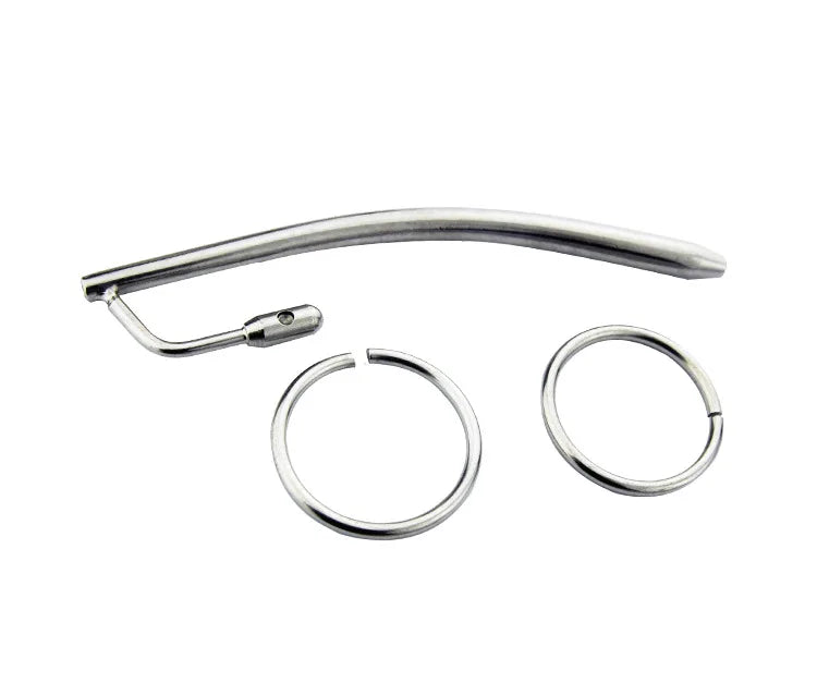 Male Stainless Steel Urethral with 2 Size Cock Ring Penis Urinary Plug Sex Toys Adult Game Stimulate Dilator for Men