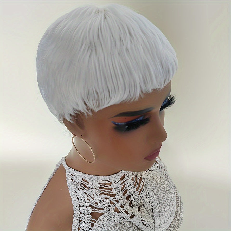 White Pixie Cut Wigs For Sexy Women Short Blond Synthetic Hair Wigs None Lace Wigs