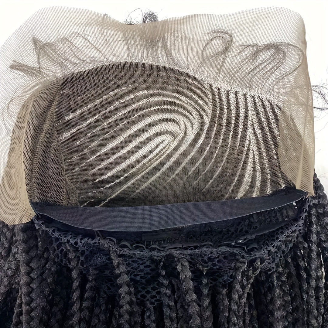 Braided 13x6 Lace wig Braids Wigs For Women Black Micro Braided Synthetic Lightweight Hand-Tied Lace Front Box Braided Wig