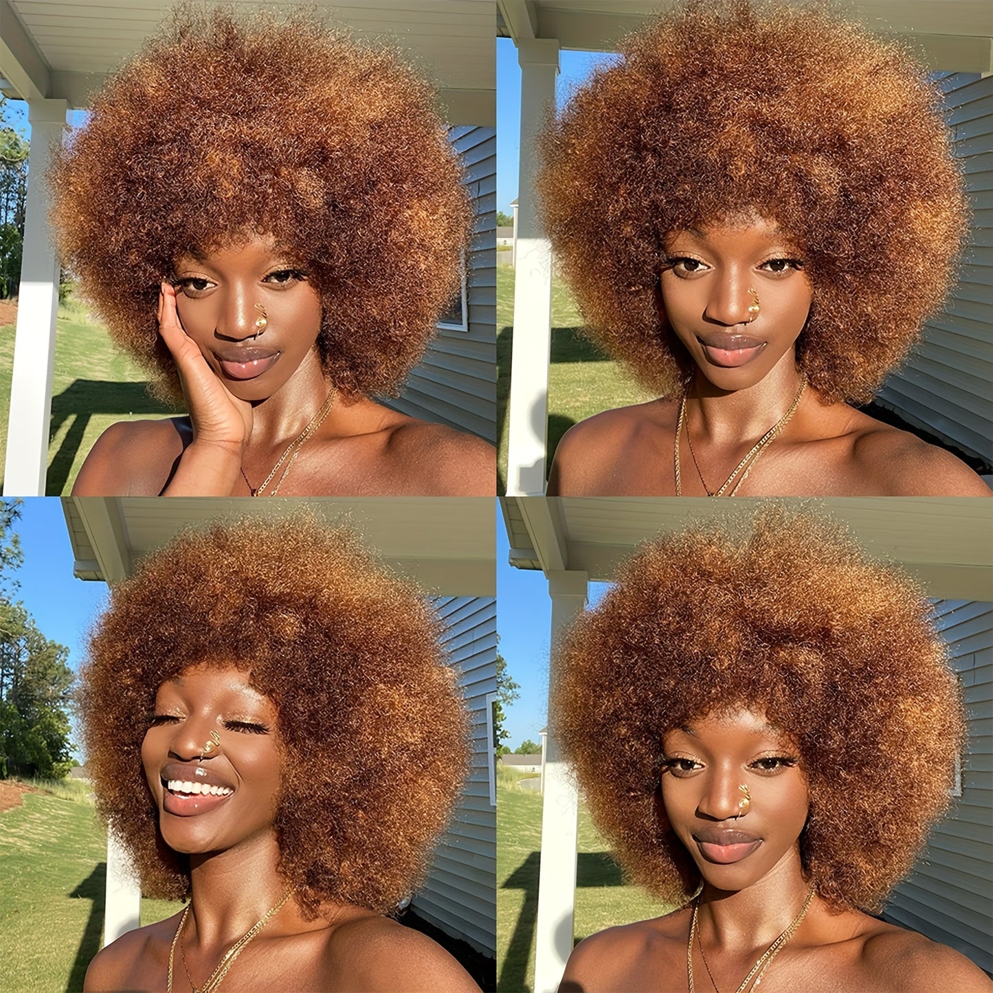 Large Bouncy Afro Kinky Curly Wigs for Party, Cosplay, and Daily Wear - Natural Looking Full Puff Wigs with Soft and Soft Texture