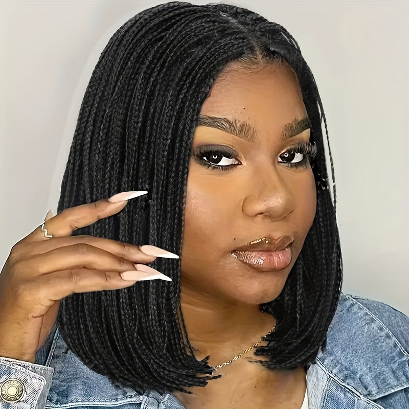 12 Inch Short Kinky Twist Braided Wigs For Women Heat Resistant Crochet Box Braided Wigs African Synthetic Braiding Hair Wigs