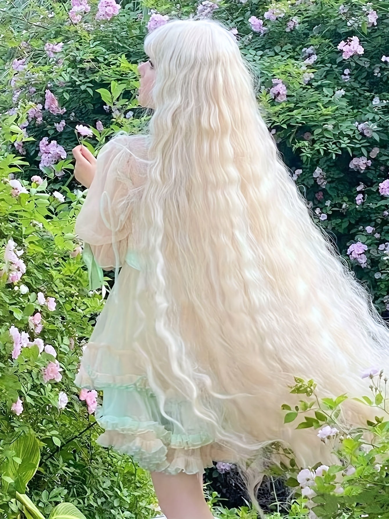 40" Long Mermaid Wig with Bangs - Glueless Wear & Go Synthetic Hair, Natural Curly Wave for Women & Teens, Costume Party, Cosplay, Everyday - Voluminous Anime/Western Roleplay Wig, Cosplay Wig, Roleplay Accessories