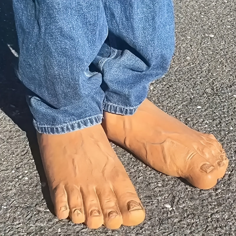 1 Pair Novelty Giant Foot Rubber Slippers, Cartoon Gag Humorous Simulation Barefoot Shoes, Roleplay Costume Props for Halloween, Christmas, Themed Parties, Hand Washable, Sports Theme, All-Season Use Without Electricity