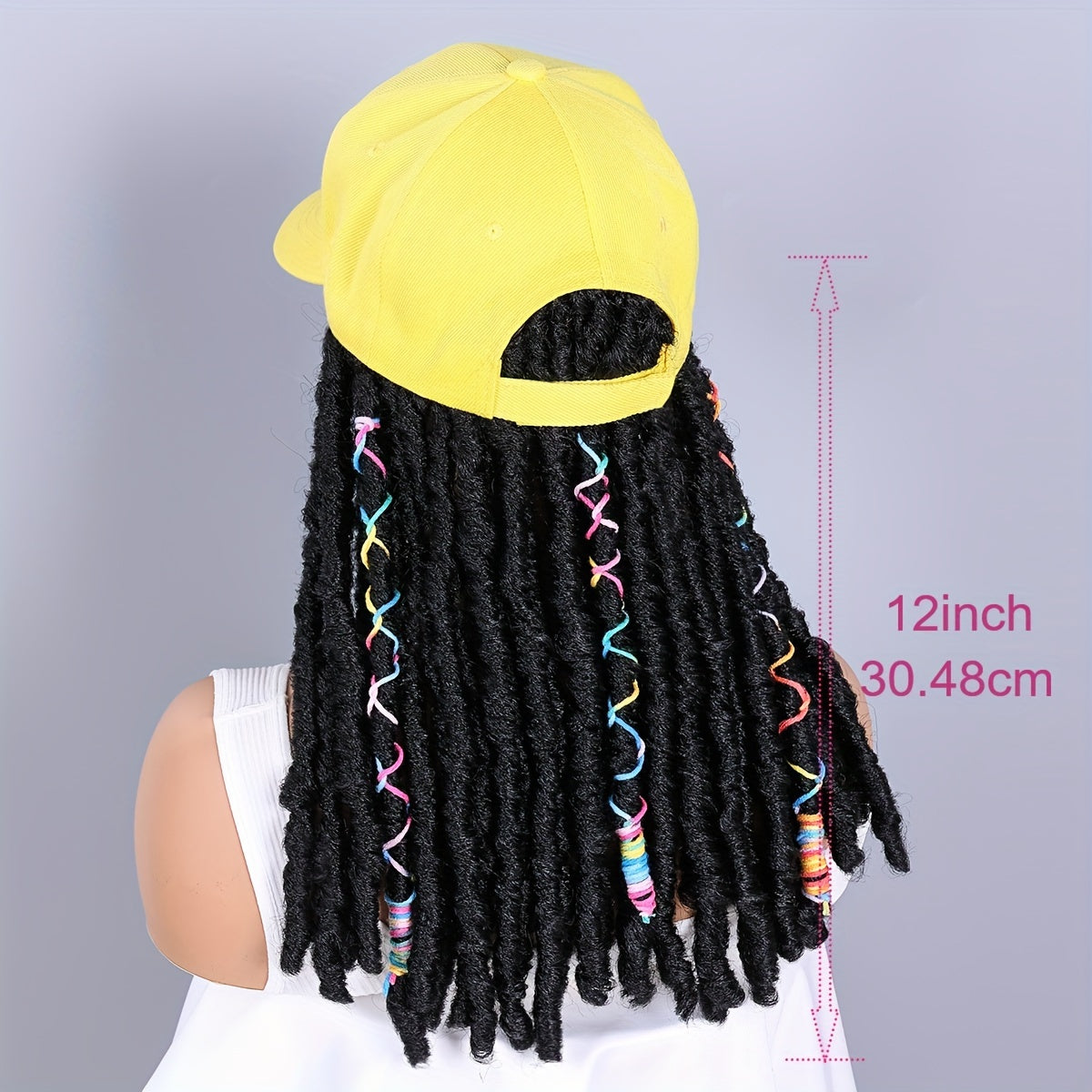 Hat Wigs 12 Inch Dreadlock Wigs With Black Baseball Cap Synthetic Fiber Hair Extensions With Hat Attatched For Women