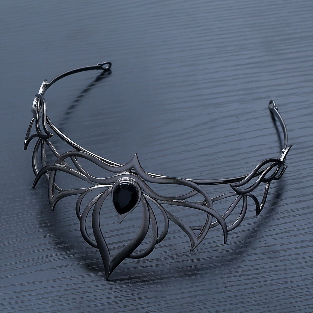 Ladies' Halloween Costume Soul Crown, Black and Silvery Dark Night Queen Transformation Essential Headpiece, Gothic Cosplay Core Gear, Party Ball Photography Nightclub Instant Coronation Crown Headpiece, Halloween Accessory,