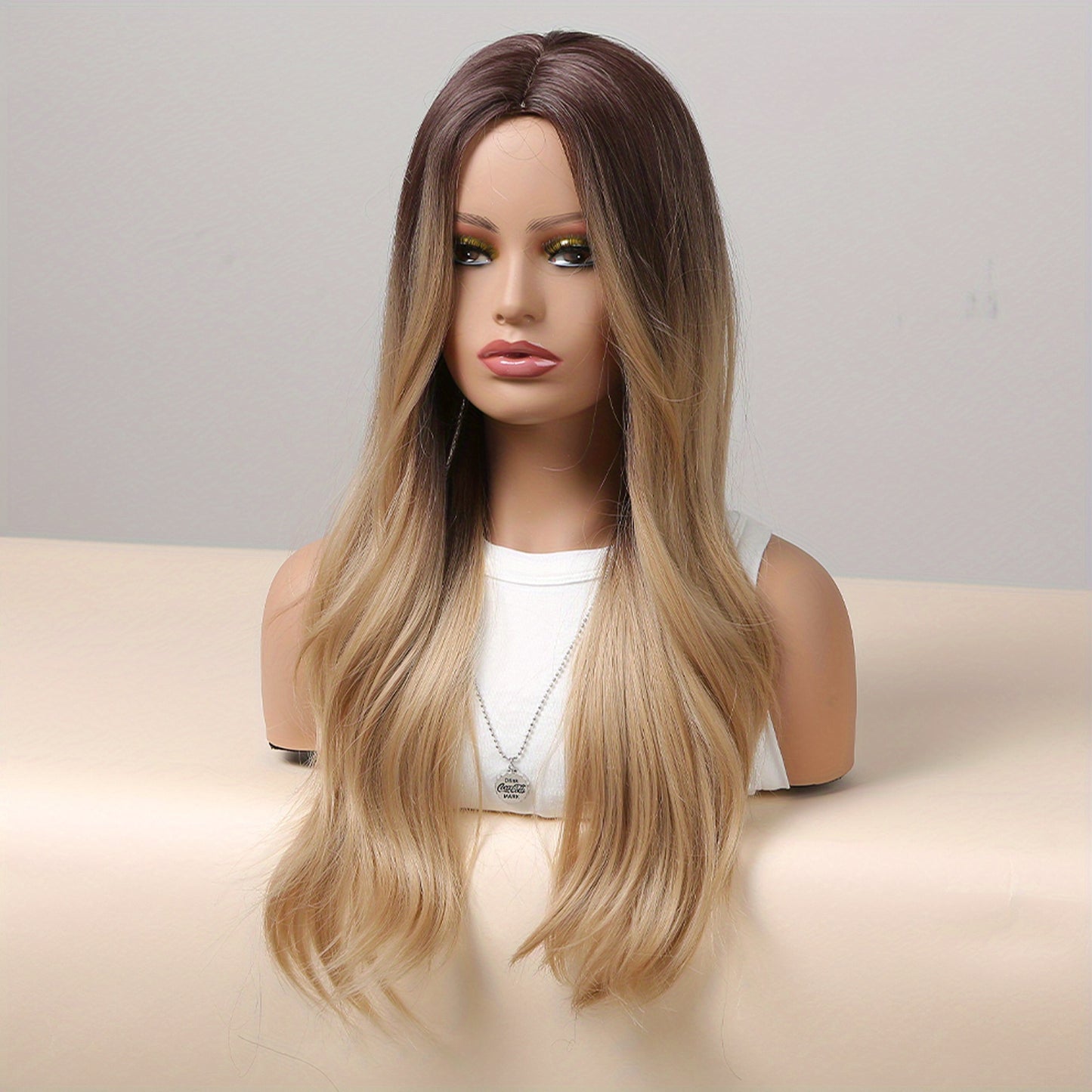 [Pink Hair Wigs] Pink 24 Inch Synthetic Fiber Hair Wigs With Bangs | Long Body Wave Hair Wigs For Women Girls | For Daily Party Cosplay Use Music Festival