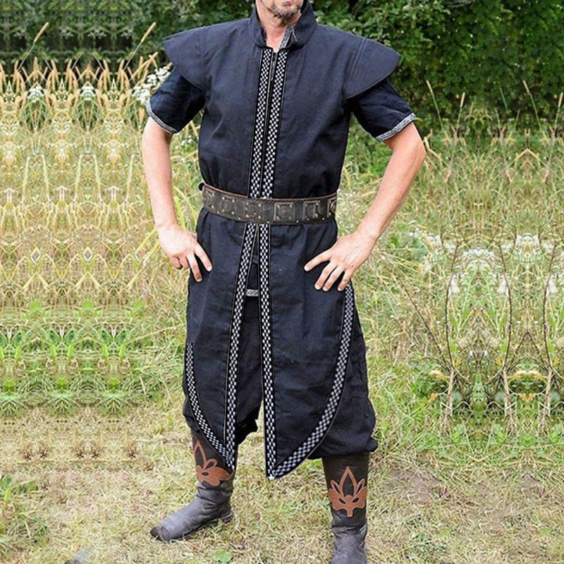 Men's Medieval Knight Tunic Costume - Viking/Renaissance LARP Roleplay Shirt with Chainmail-Free Sleeve Edges | Historical Battle Dress & Pirate Warrior Outfit, Knights Costume For Men, Medieval Halloween Costume For Men, Med