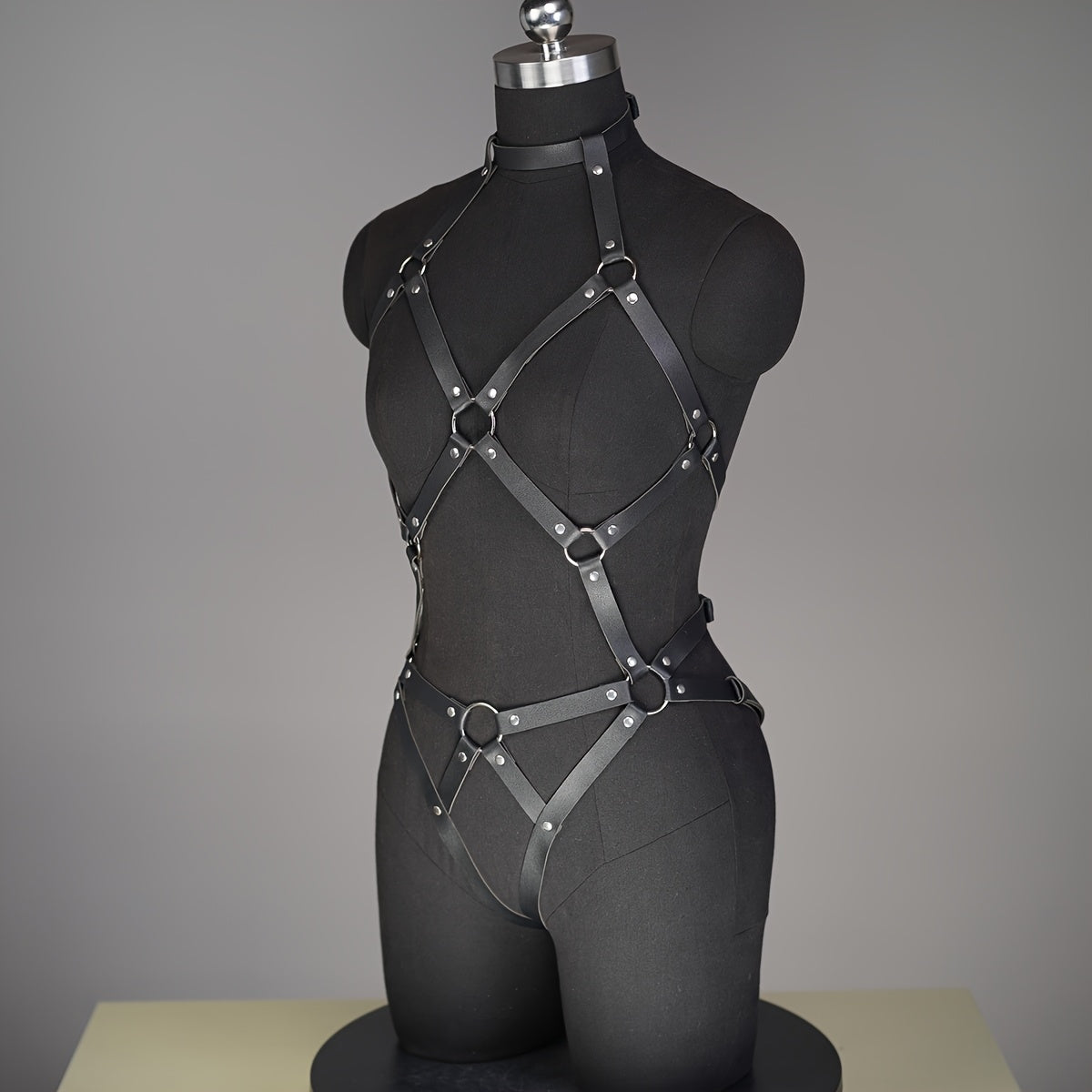 Women'S Adjustable Faux Leather Body Chain, Punk Style Fashion Accessory, for Festive Parties and Roleplay Costume, Versatile for All Seasons