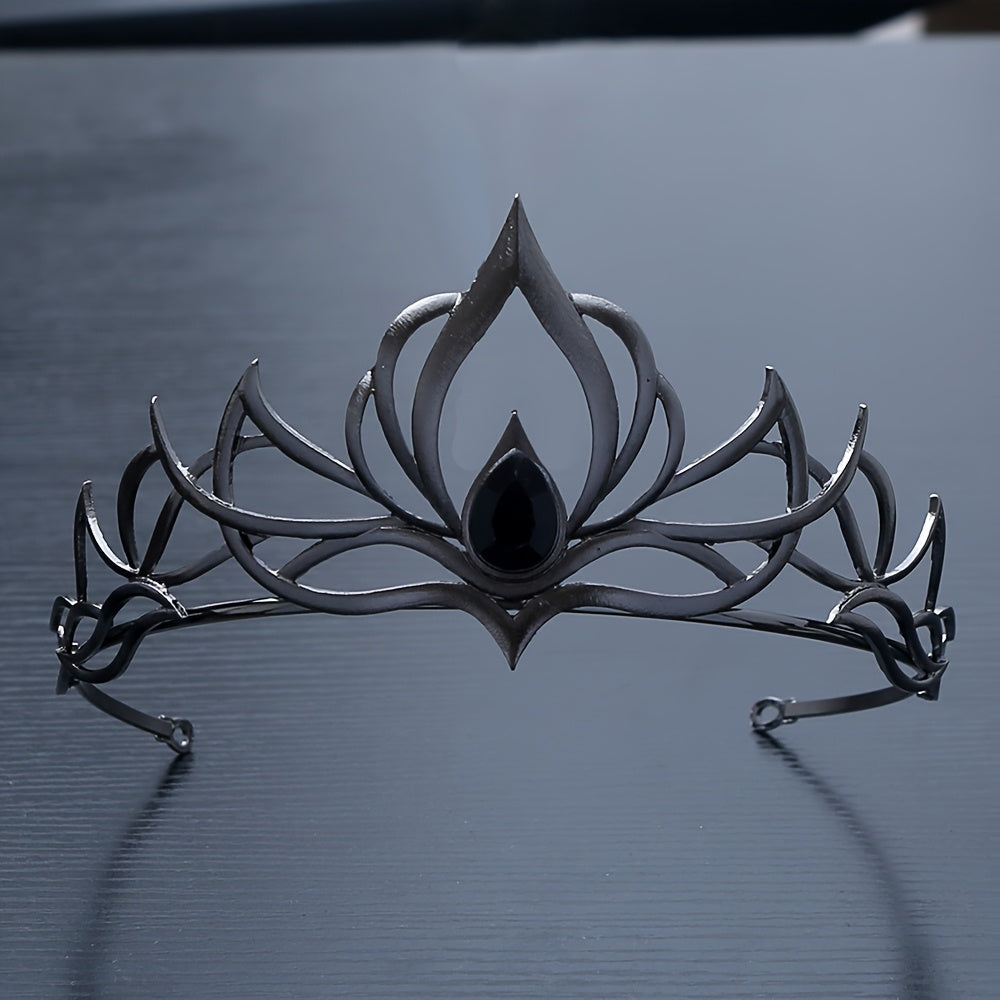 Ladies' Halloween Costume Soul Crown, Black and Silvery Dark Night Queen Transformation Essential Headpiece, Gothic Cosplay Core Gear, Party Ball Photography Nightclub Instant Coronation Crown Headpiece, Halloween Accessory,