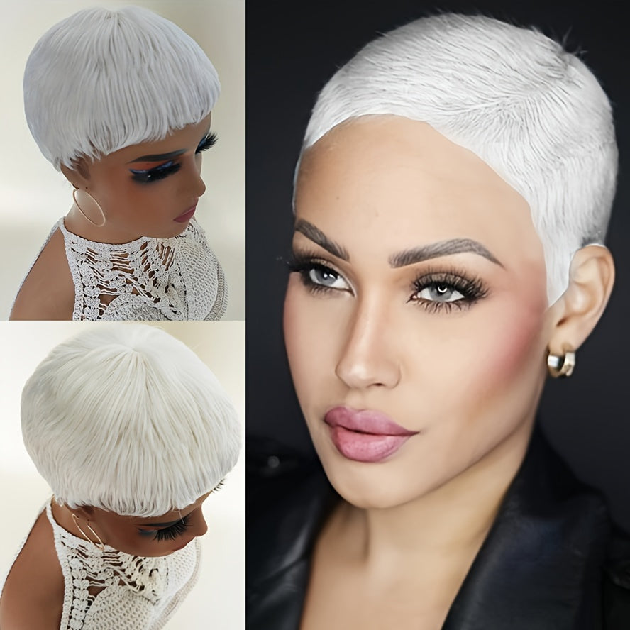 White Pixie Cut Wigs For Sexy Women Short Blond Synthetic Hair Wigs None Lace Wigs